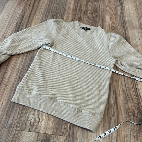 J. Crew Brushed rib puff-sleeve crewneck sweater top - Picture 8 of 9